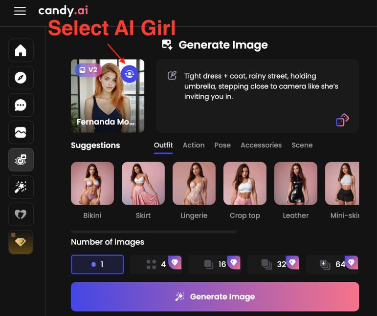 Paso 2 - selecciona a la chica con IA.