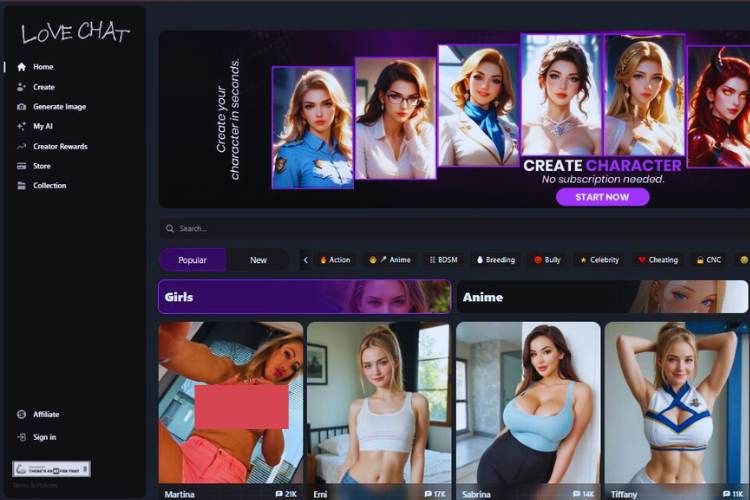 chatbot nsfw de lovechat