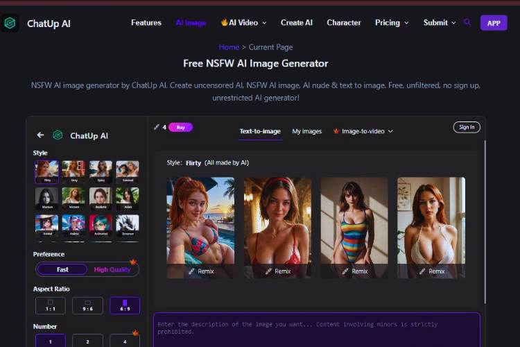 generador de imágenes nsfw con ia de chatUp