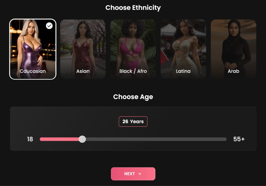 Paso 2 - elige la etnia y la edad
