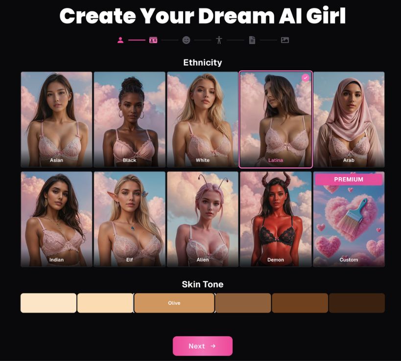 Paso 2 - selecciona la etnia y el tono de piel