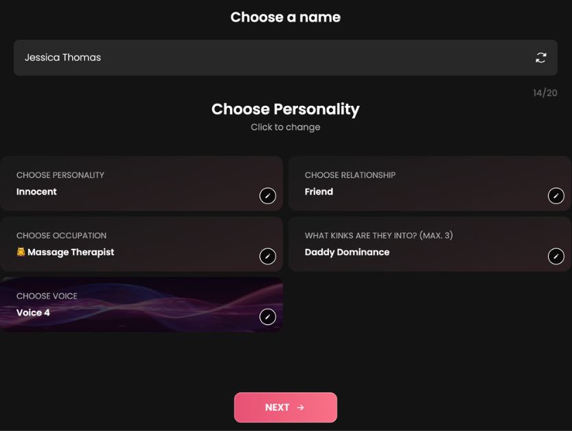 Paso 5 - Elige un nombre y la configuración de personalidad
