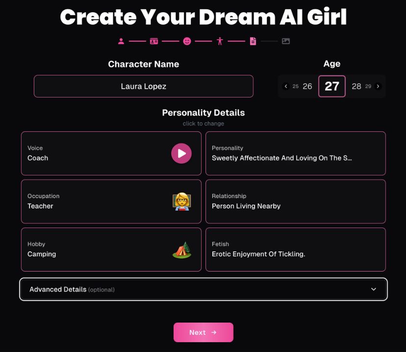 Paso 5 - selecciona las características del personaje